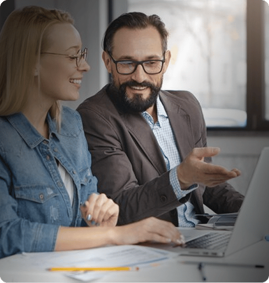 Real estate agents discussing plots and land listings