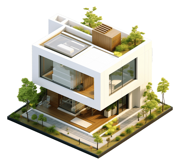 Modern 3D illustrated house